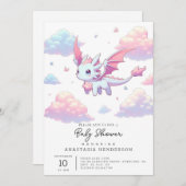 Niedlich Dragon Baby Dusche Einladung (Vorne/Hinten)