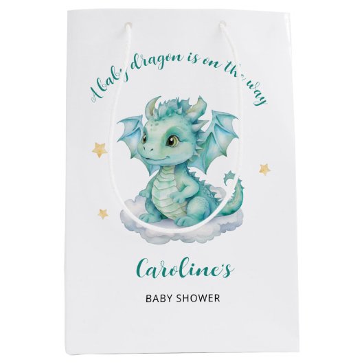 Niedlich Dragon Baby Dusche Mittlere Geschenktüte (Vorderseite)