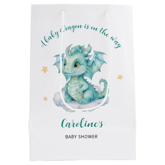 Niedlich Dragon Baby Dusche Mittlere Geschenktüte (Rückseite)