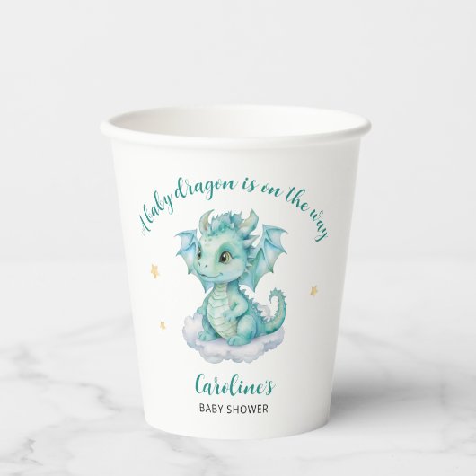 Niedlich Dragon Baby Dusche Pappbecher (Vorderseite)