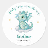 Niedlich Dragon Baby Dusche Runder Aufkleber (Vorderseite)