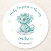 Niedlich Dragon Baby Dusche Runder Pappuntersetzer (Vorderseite)
