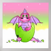 Niedlich Dragon Baby in Cracked Egg - Rosa / Lila Poster (Vorne)