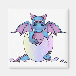Niedlich Dragon Baby in Crackeier - blau / Lila Magnet
