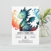 Niedlich Dragon Birthday Children Einladung (Stehend Vorderseite)