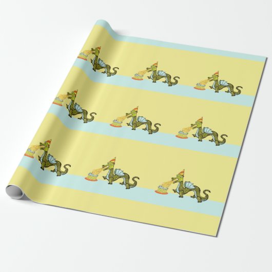 Niedlich Dragon Birthday Geschenkpapier (Ungerollt)