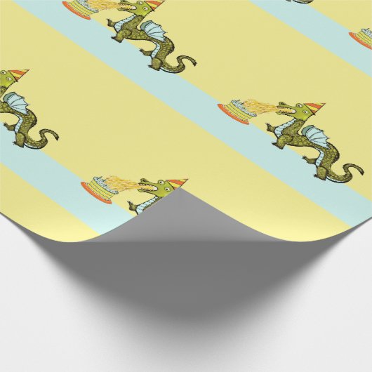 Niedlich Dragon Birthday Geschenkpapier (Ecke)