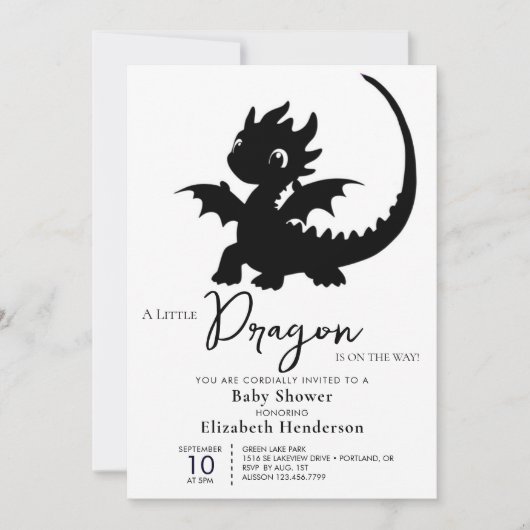 Niedlich Dragon Boy Baby Dusche Einladung (Vorderseite)