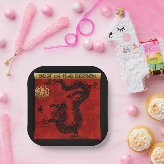 Niedlich Dragon Chinese Year 2024 Zodiac Birthday Pappteller (Party)