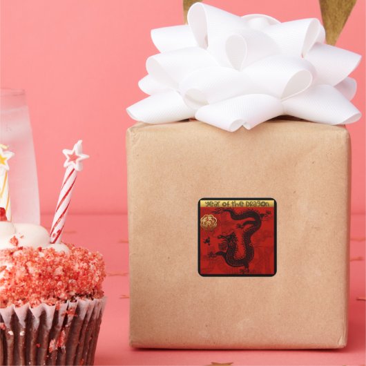 Niedlich Dragon Chinese Year 2024 Zodiac Birthday  Quadratischer Aufkleber (Party)