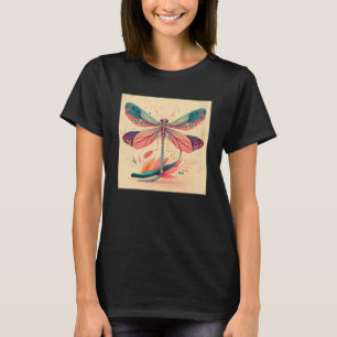 Niedlich Dragon Fly Illustation Ästhetische farbig T-Shirt