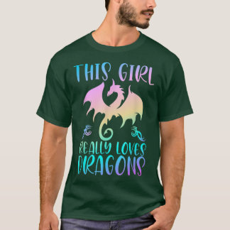 Niedlich Dragon Gifts Girl Lieben Dragons Regenbog T-Shirt