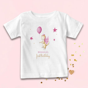 Niedlich Dragon Girl zum ersten Geburtstag Baby T-shirt