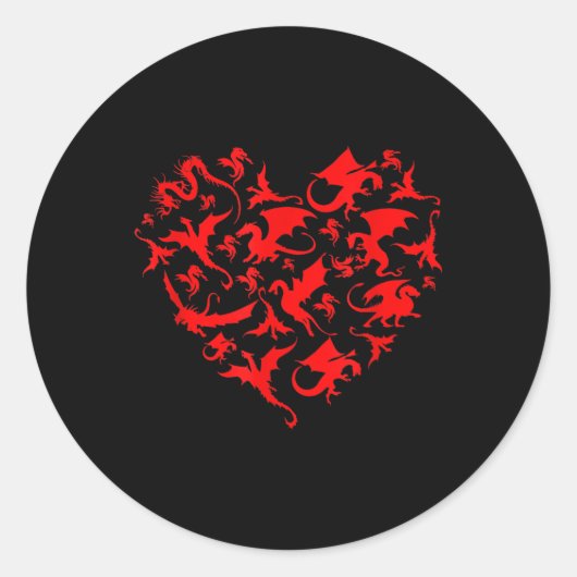 Niedlich Dragon Heart Valentinstage Animals Dragon Runder Aufkleber (Vorderseite)