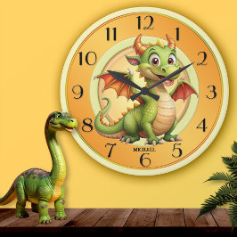 Niedlich Dragon Magic Fantasy Kids Runde Wanduhr