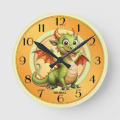 Niedlich Dragon Magic Fantasy Kids Runde Wanduhr (Vorderseite)