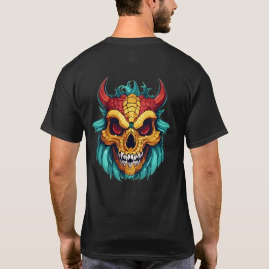 Niedlich Dragon Skull Delight: 3D Fantasy Charm T-Shirt (Rückseite)