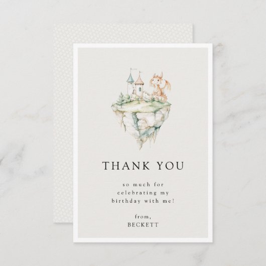 Niedlich Dragon Theme Geburtstagsparty Dankeskarte (Vorne/Hinten)