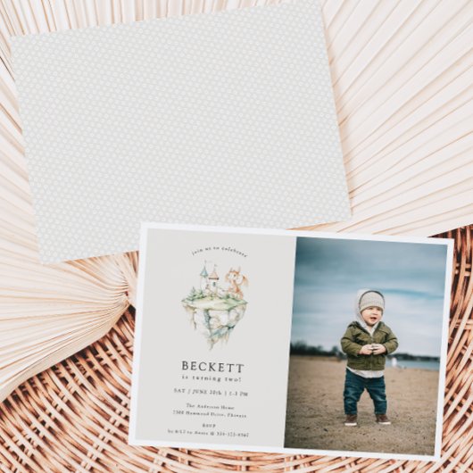 Niedlich Dragon Theme Geburtstagsparty Foto Einladung