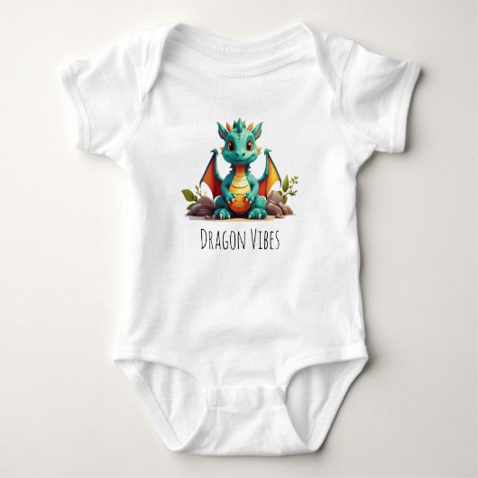 Niedlich Dragon Vibes Baby Dragon Bodysuit Baby Strampler (Vorderseite)