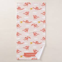 Niedlich Dragon Wild Muster Personalisierter Name Badhandtuch Set