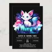 Niedlich Dreamy Cat Birthday Einladung (Vorne/Hinten)