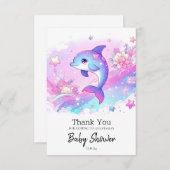Niedlich Dreamy Dolphin Baby Dusche Dankeskarte (Vorne/Hinten)