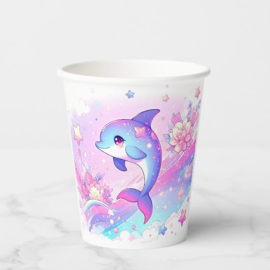Niedlich Dreamy Dolphin Baby Dusche Pappbecher (Vorderseite)
