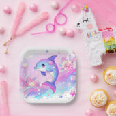 Niedlich Dreamy Dolphin Baby Dusche Pappteller (Party)