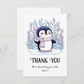 Niedlich Dreamy Pinguin Baby Dusche Dankeskarte (Vorne/Hinten)