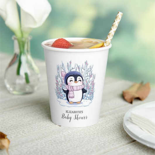 Niedlich Dreamy Pinguin Baby Dusche Pappbecher (In Situ)