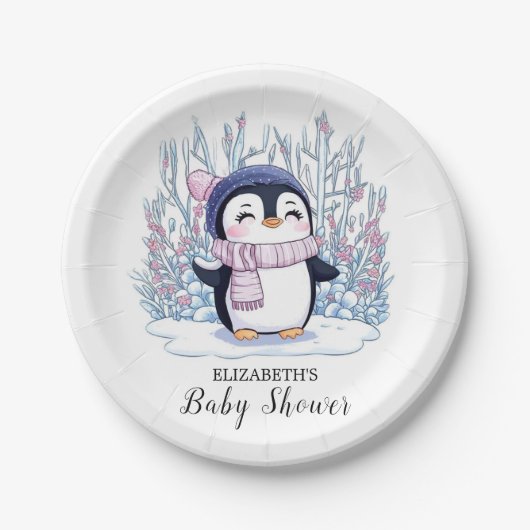 Niedlich Dreamy Pinguin Baby Dusche Pappteller (Vorderseite)