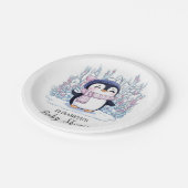 Niedlich Dreamy Pinguin Baby Dusche Pappteller (Schrägansicht)