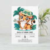 Niedlich Dreamy Tiger Digital Geburtstag Einladung (Stehend Vorderseite)