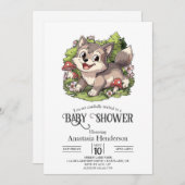 Niedlich Dreamy Wolf Baby Shower Einladung (Vorne/Hinten)