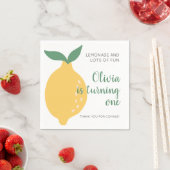 Niedlich drehend eine gelbe Lemon 1. Geburtstag Serviette (Beispiel)