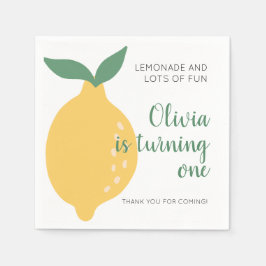 Niedlich drehend eine gelbe Lemon 1. Geburtstag Serviette