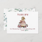 Niedlich Duck Baby Dusche Danke Karte (Vorne/Hinten)