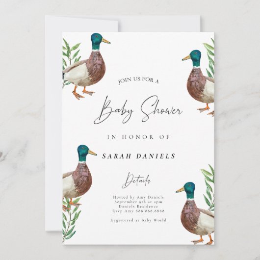 Niedlich Duck Baby Shower Invitation - Gender Neut Einladung (Vorderseite)