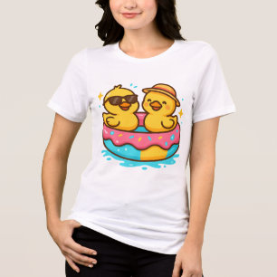 Niedlich Duck in Floatie - Funny Summer Vibes T - Tri-Blend Shirt
