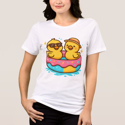 Niedlich Duck in Floatie - Funny Summer Vibes T -  Tri-Blend Shirt (Vorderseite)