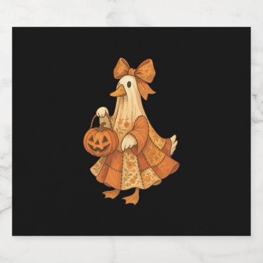 Niedlich Duck Patchwork Halloween-Party Schaumweinetikett (Einzelnes Label)