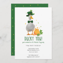 Niedlich Duck St. Patrick's Day Party Einladung