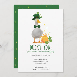 Niedlich Duck St. Patrick's Day Party Einladung