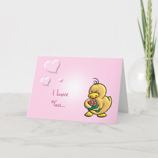 Niedlich Duck Valentine Feiertagskarte (Vorderseite)
