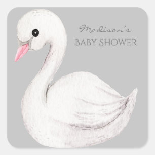 Niedlich Duck Watercolor Babydusche Quadratischer Aufkleber