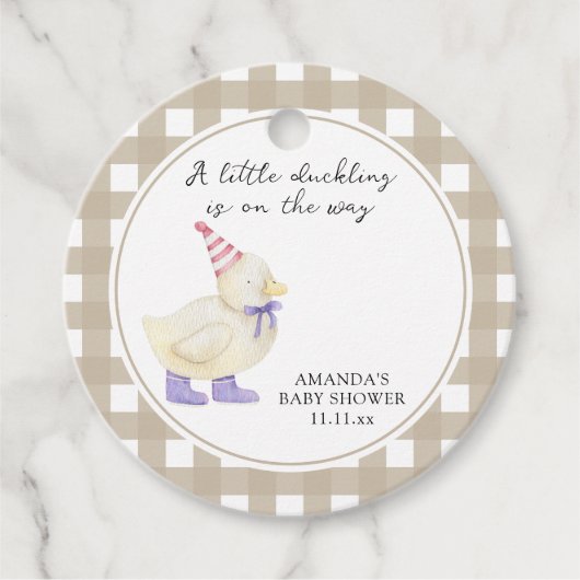 Niedlich Duckling Baby Dusche Geschenkanhänger (Vorderseite)