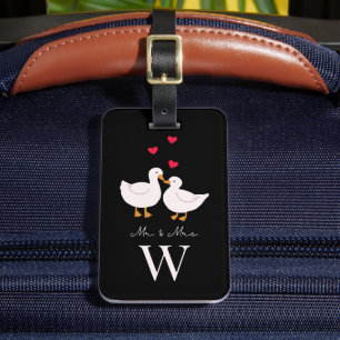 Niedlich Ducks Mr. & Mrs. Couple Newlywed Monogram Gepäckanhänger