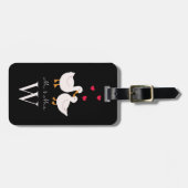 Niedlich Ducks Mr. & Mrs. Couple Newlywed Monogram Gepäckanhänger (Vorderseite horizontal)