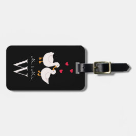 Niedlich Ducks Mr. & Mrs. Couple Newlywed Monogram Gepäckanhänger